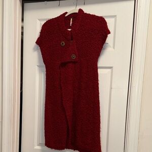 Free People  Dress or Sweater XS Red Boucle Lambswool Mohair $168